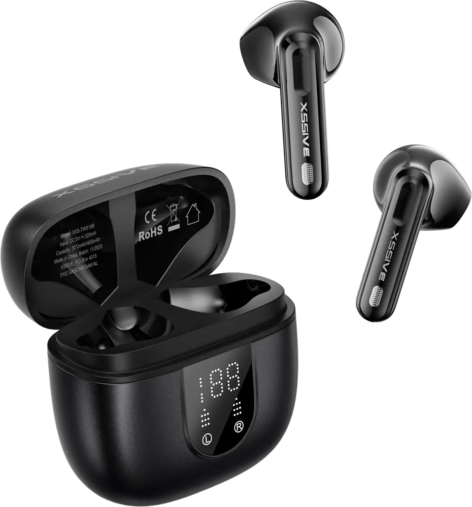Xssive Wireless Earbuds with ENC+Display XSS-TWS19B - Zwart
