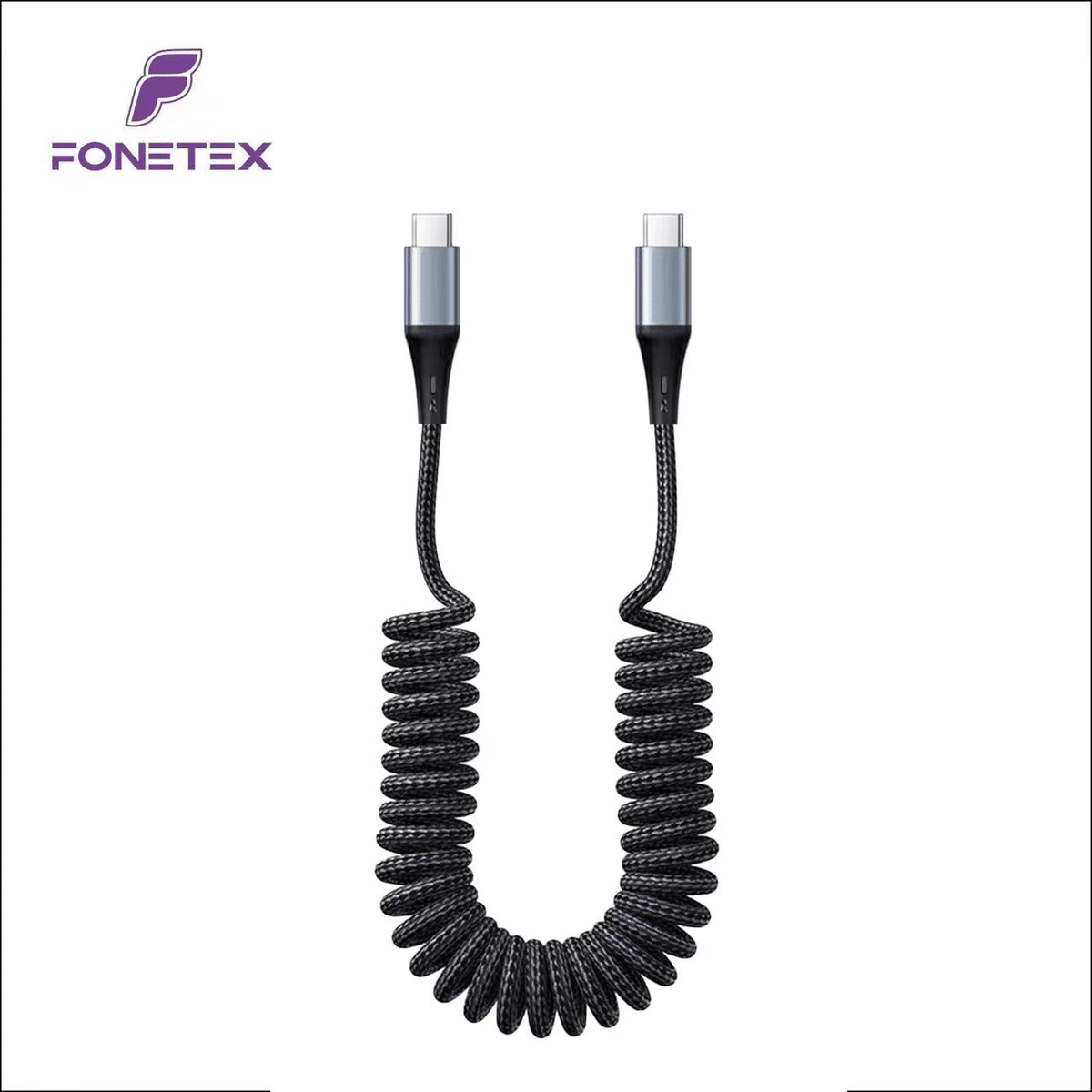 FoneTex Uitrekbaar Geweven Oplaakabel & Datakabel USB-C naar USB-C – 60W FT-C22