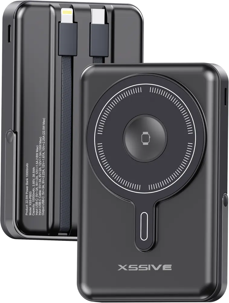 Xssive 3in1 Magnetic 15W Powerbank incl. Cable 10000mAh XSS-PB53B - Zwart