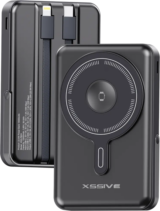 Xssive 3in1 Magnetic 15W Powerbank incl. Cable 10000mAh XSS-PB53B - Zwart