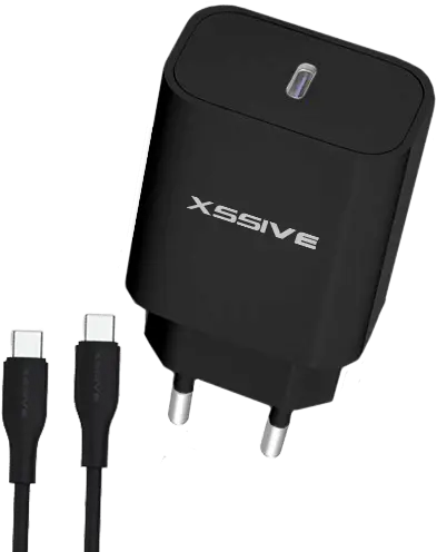 Xssive PD 20W Quick Charger+C-C Kabel XSS-AC65NB CC - Zwart