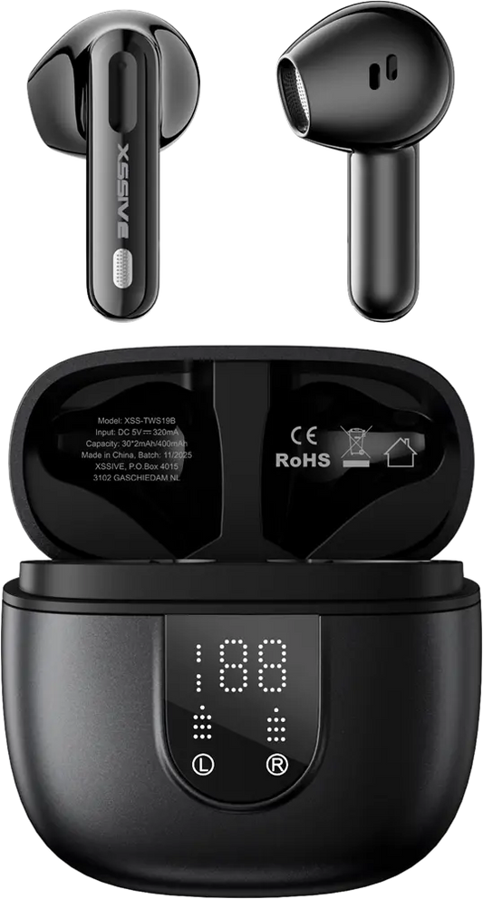 Xssive Wireless Earbuds with ENC+Display XSS-TWS19B - Zwart